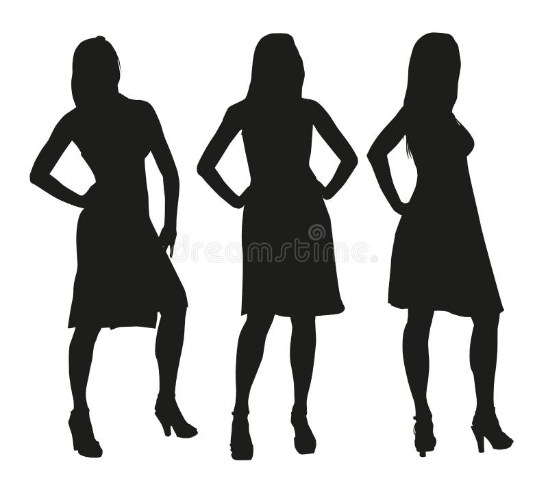Grupo de três caráteres das mulheres do vetor ilustração stock Grupo de três caráteres das mulheres do vetor ilustração stock