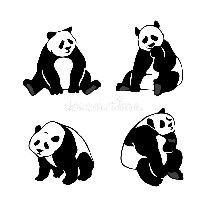 Estilizado panda desenho de corpo inteiro. Ícone de urso panda