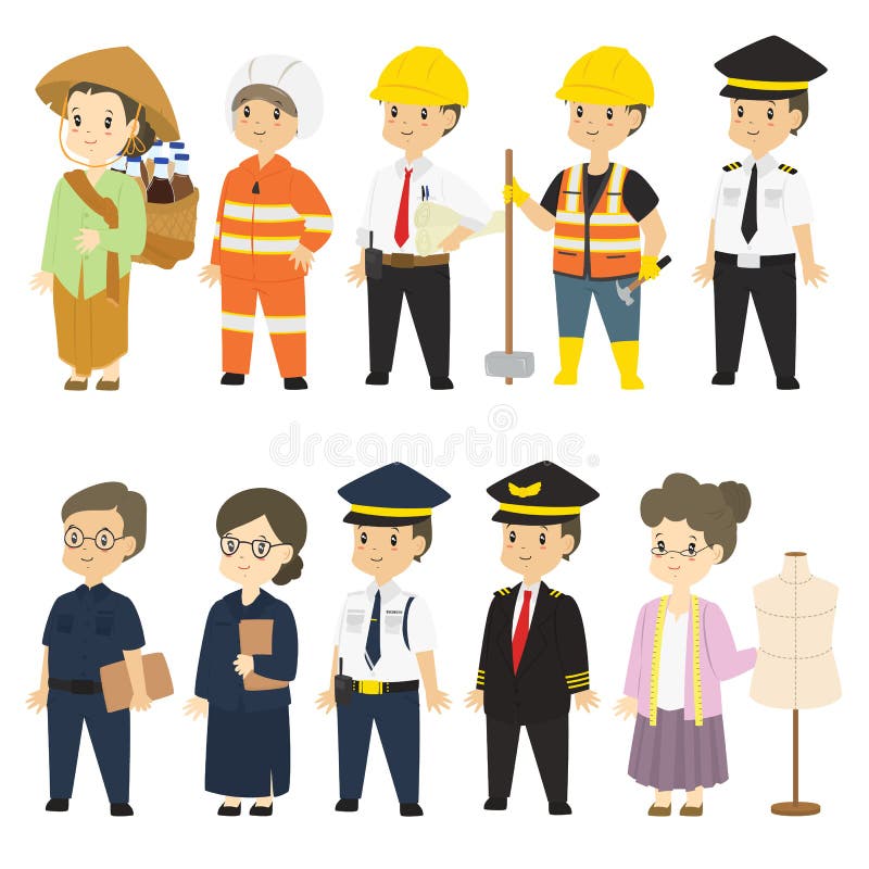 Grupo de vetor diferente dos desenhos animados dos caráteres das profissões ilustração do vetor Grupo de vetor diferente dos desenhos animados dos caráteres das profissões ilustração do vetor