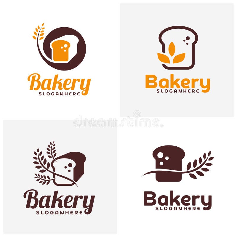 Grupo de vetor do logotipo do pão do alimento Projeto do emblema da padaria Molde do vetor do logotipo do alimento ilustração royalty free Grupo de vetor do logotipo do pão do alimento Projeto do emblema da padaria Molde do vetor do logotipo do alimento ilustração royalty free