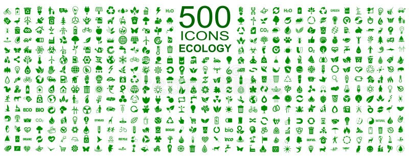 Grupo de 500 ícones da ecologia - vetor