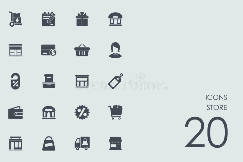 Grupo de ícones da loja ilustração stock