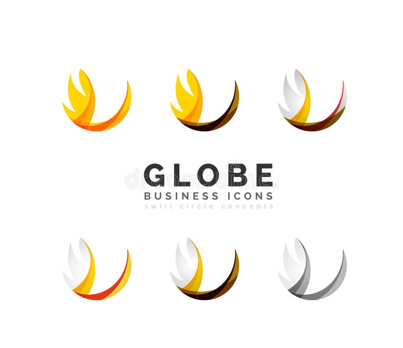 Grupo de ícones do negócio do logotipo da esfera ou do círculo do globo ilustração stock Grupo de ícones do negócio do logotipo da esfera ou do círculo do globo ilustração stock