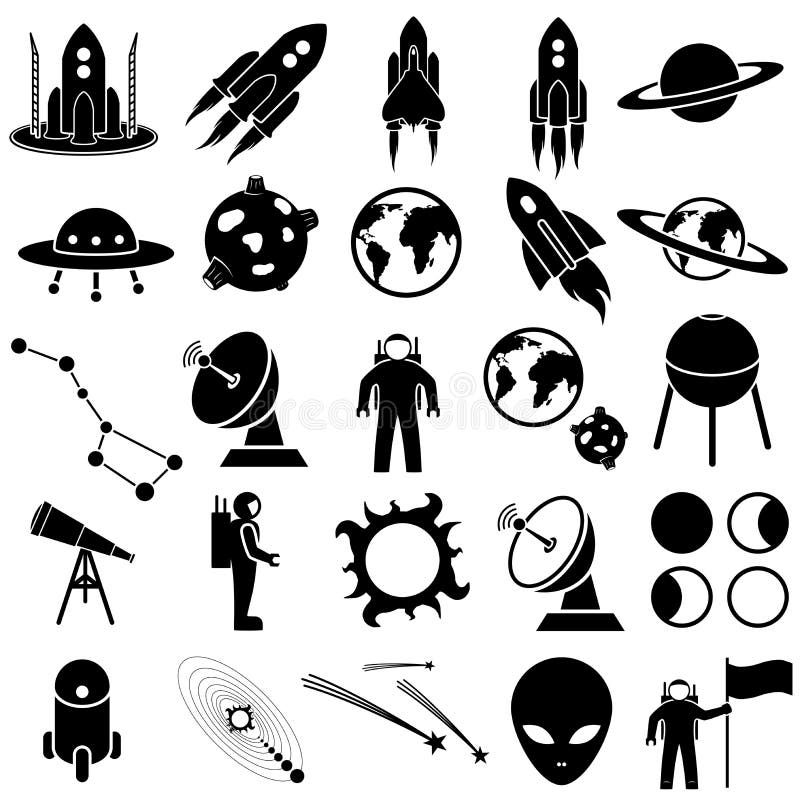 Espaço E ícones Do UFO Ajustados Ilustração Stock - Ilustração de humano,  sinal: 39688092