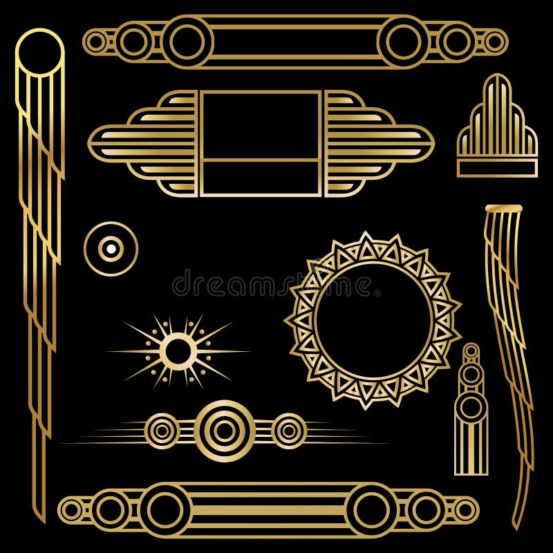 Grupo do art deco de objetos ilustração royalty free Grupo do art deco de objetos ilustração royalty free