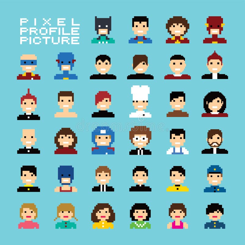 Grupo do avatar dos povos do pixel ilustração stock Grupo do avatar dos povos do pixel ilustração stock