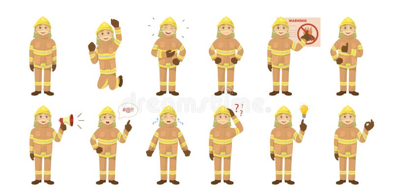 Grupo do emoji do bombeiro ilustração royalty free Grupo do emoji do bombeiro ilustração royalty free