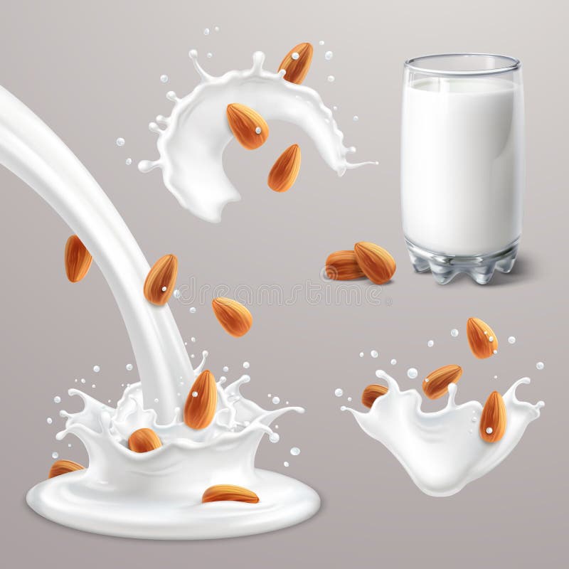 Almond milk set on gray background. Almond milk set on gray background