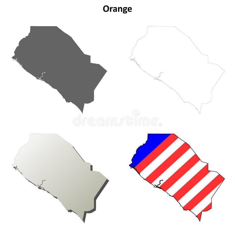 Grupo do mapa do esboço do Condado de Orange, Califórnia ilustração do vetor Grupo do mapa do esboço do Condado de Orange, Califórnia ilustração do vetor