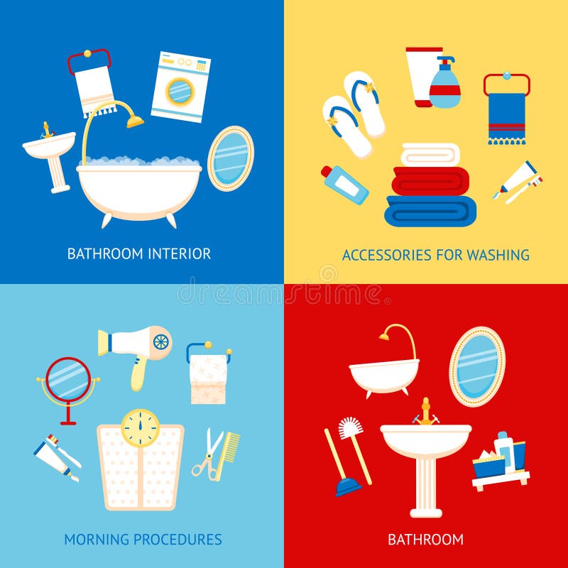 Conjunto de apartamento de casa de banho ilustração do vetor