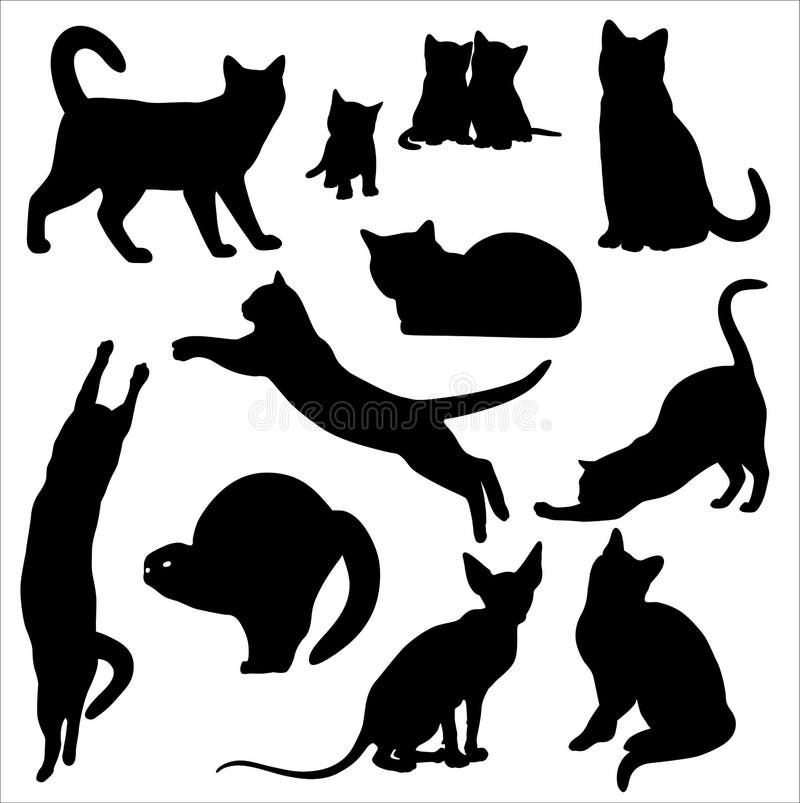 Gatos Preto E Branco Dos Desenhos Animados Ilustração do Vetor - Ilustração  de vetor, desenho: 93779629