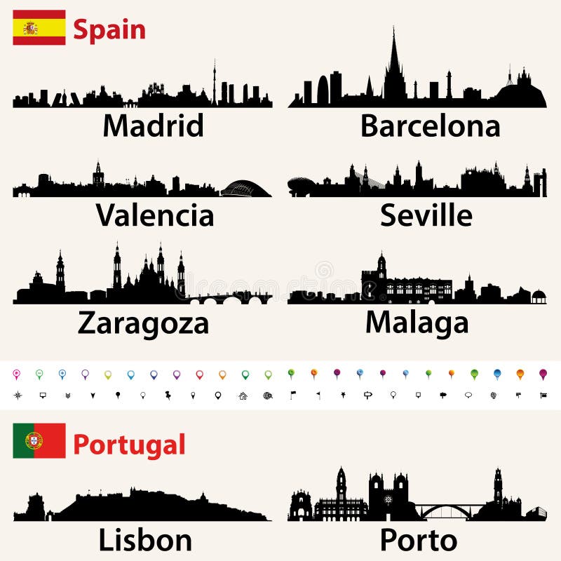 Mapa portugal com regiões e concelhos, distritos Stock Vector