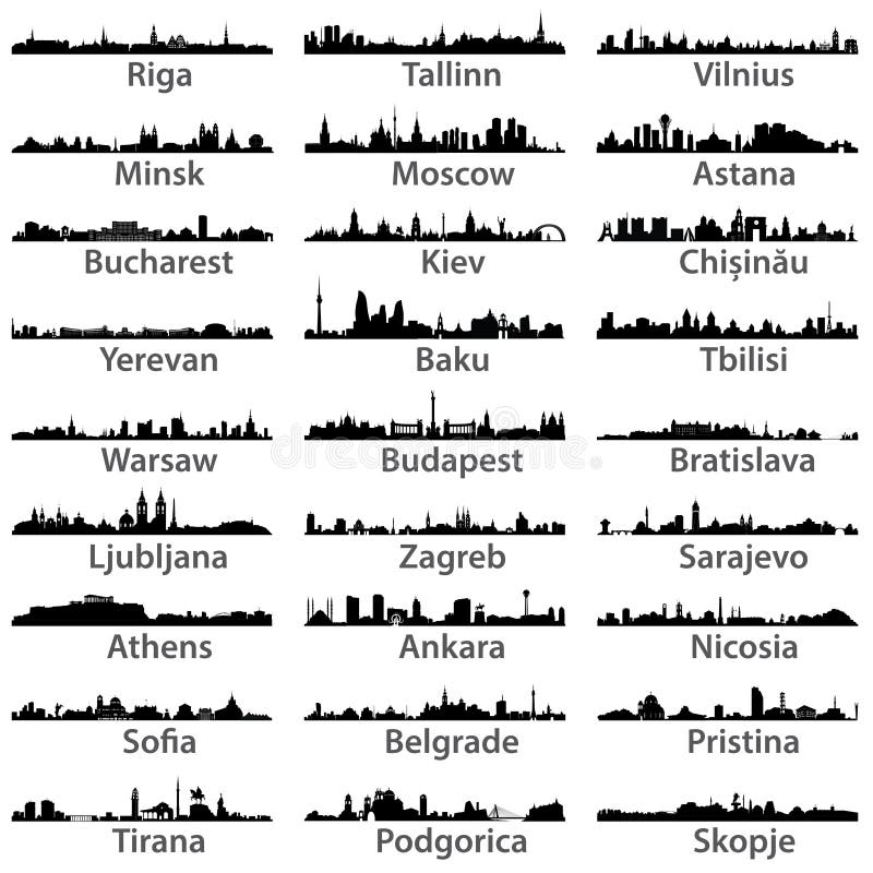 Vector set of ceast europe cities. Vector set of ceast europe cities