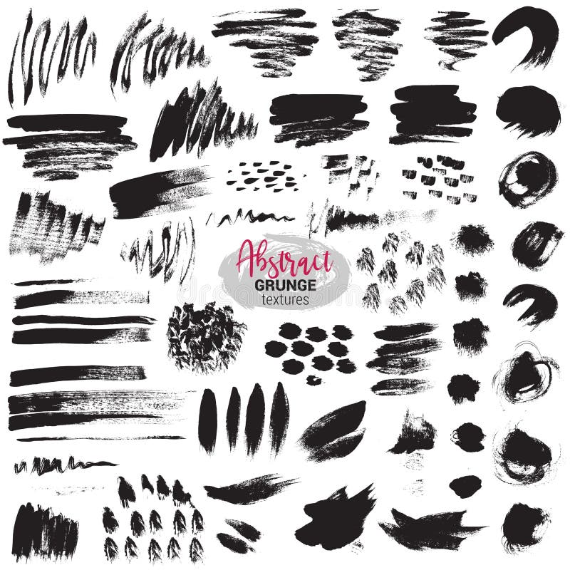 Grupo do vetor de cursos pretos da escova Pintura, tinta, escovas, linhas, grunge ilustração royalty free Grupo do vetor de cursos pretos da escova Pintura, tinta, escovas, linhas, grunge ilustração royalty free
