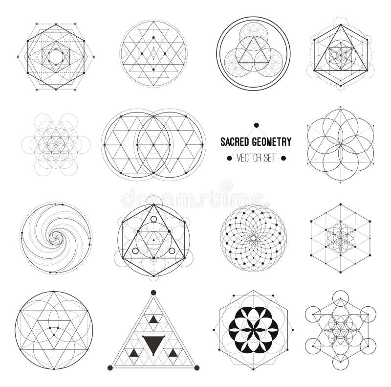 Grupo do vetor de símbolos sagrados da geometria ilustração royalty free Grupo do vetor de símbolos sagrados da geometria ilustração royalty free