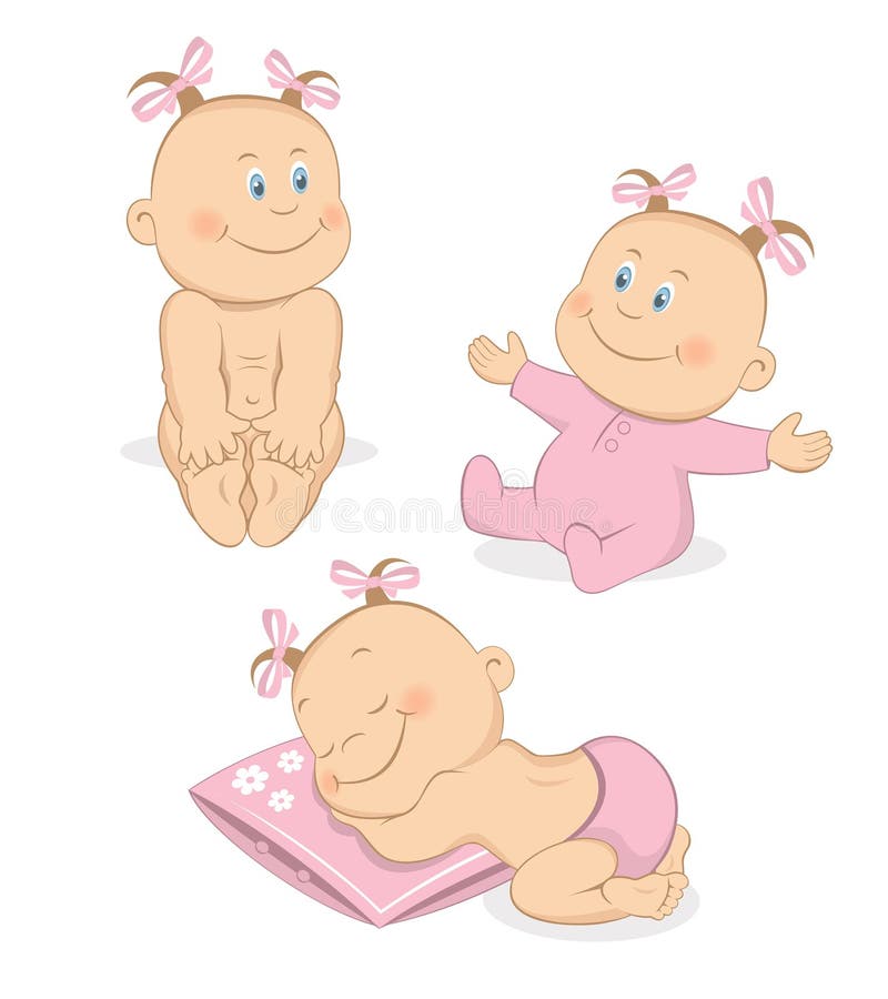 Bebê Bonito Dos Desenhos Animados Ilustração do Vetor - Ilustração de  meninas, felicidade: 86167208