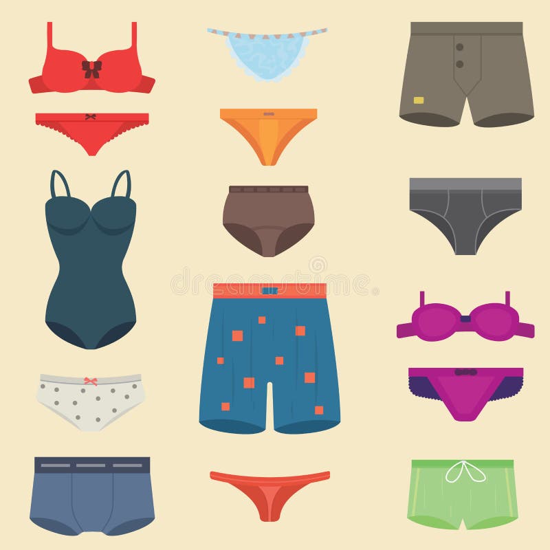 Grupo do vetor do homem e da mulher do olhar da forma da roupa do roupa interior ilustração royalty free Grupo do vetor do homem e da mulher do olhar da forma da roupa do roupa interior ilustração royalty free
