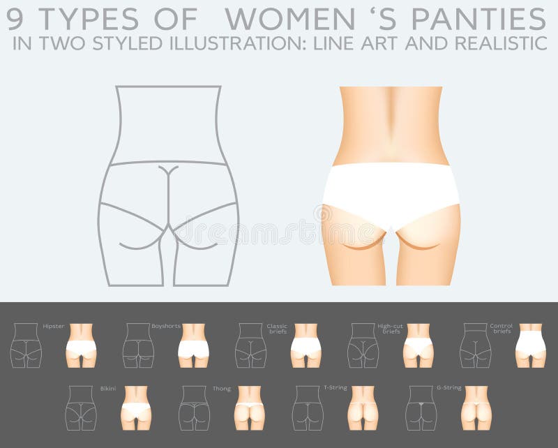 Vetor do Stock: 10 types of women's panties. Vector set of