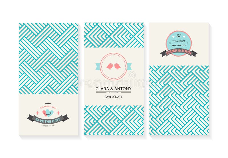 Grupo do vetor dos cartões, convites do casamento com ilustração royalty free Grupo do vetor dos cartões, convites do casamento com ilustração royalty free