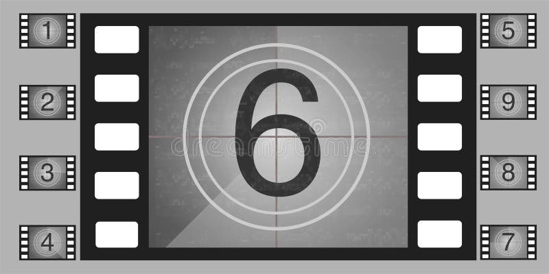Grupo do vetor dos números da contagem regressiva do filme A contagem regressiva ao começo do filme velho ilustração royalty free Grupo do vetor dos números da contagem regressiva do filme A contagem regressiva ao começo do filme velho ilustração royalty free