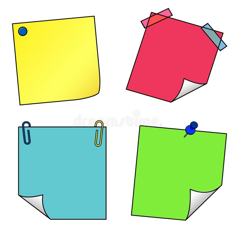 Grupo do vetor dos ícones das notas de post-it ilustração stock Grupo do vetor dos ícones das notas de post-it ilustração stock