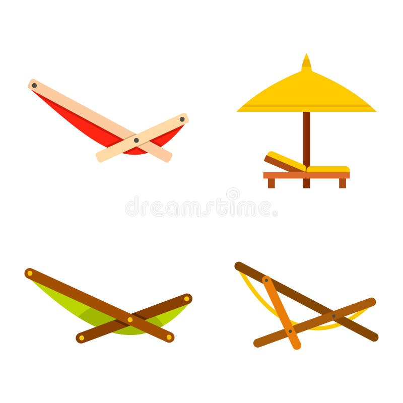 Grupo do ícone do Chaise, estilo liso ilustração stock Grupo do ícone do Chaise, estilo liso ilustração stock