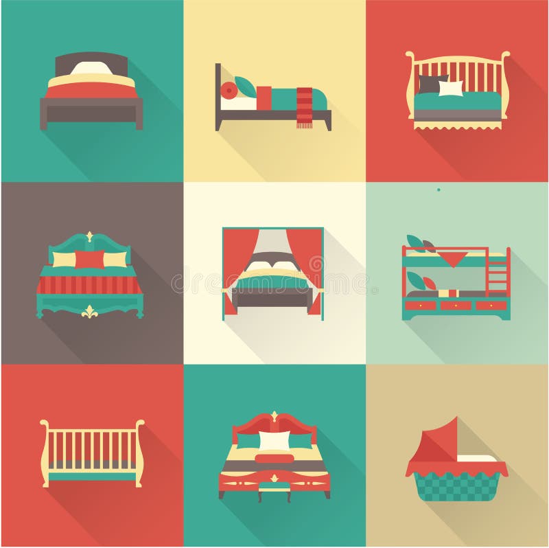 Grupo do ícone da cama do vetor ilustração do vetor Grupo do ícone da cama do vetor ilustração do vetor