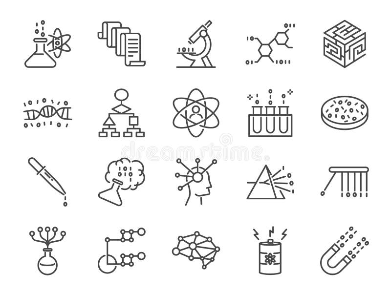 Grupo do ícone da ciência dos dados Incluiu os ícones como algoritmo do usuário, dados grandes, procedimento, ciência, teste, dad