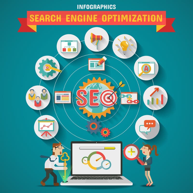 Design elements of Search engine optimization Infographics vector illustration. Design elements of Search engine optimization Infographics vector illustration