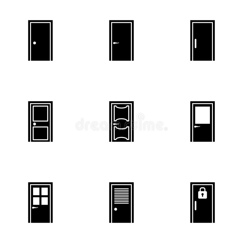 Grupo do ícone da porta do vetor ilustração royalty free Grupo do ícone da porta do vetor ilustração royalty free