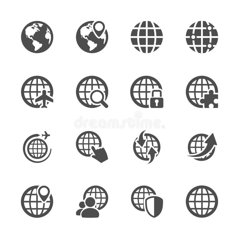 Conjunto de ícones de comunicação global, vetor eps10 ilustração royalty free