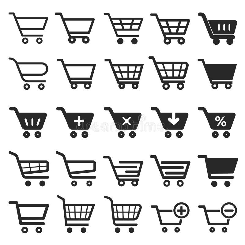 Grupo do ícone do carrinho de compras ilustração do vetor Grupo do ícone do carrinho de compras ilustração do vetor