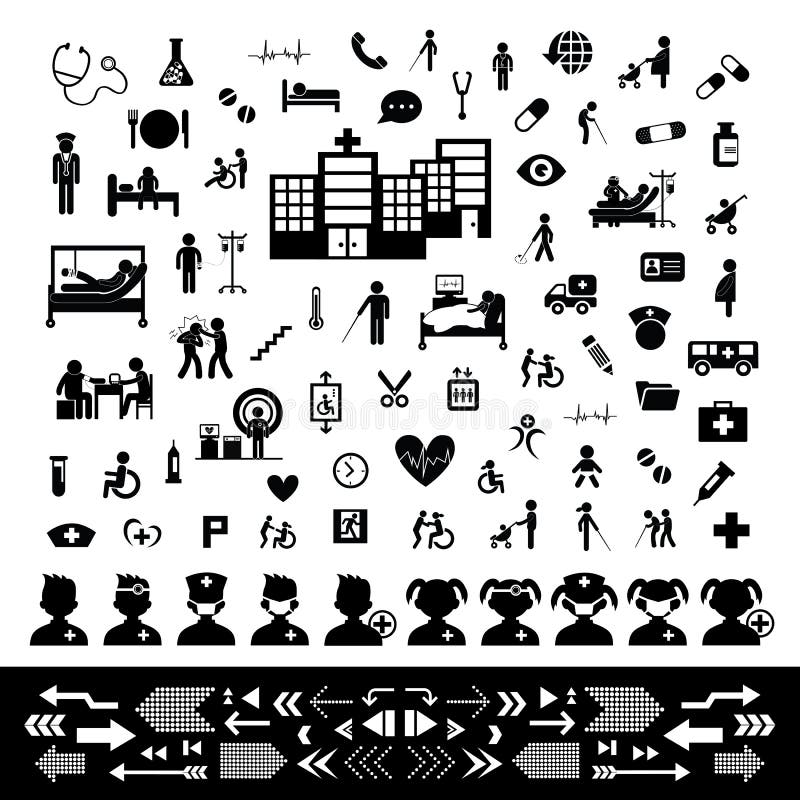 Grupo do ícone do doutor e do hospital ilustração do vetor Grupo do ícone do doutor e do hospital ilustração do vetor