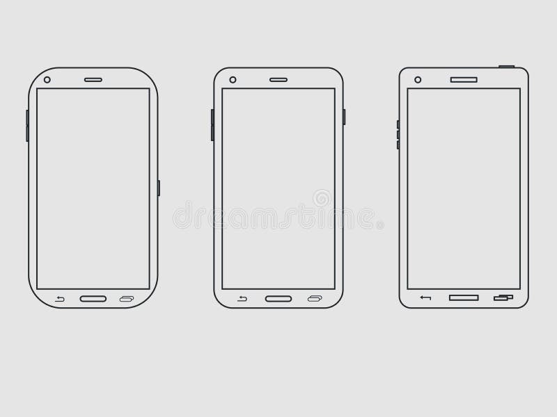 Grupo do ícone do esboço de Smartphone A disposição da linha smartphone Vetor ilustração do vetor Grupo do ícone do esboço de Smartphone A disposição da linha smartphone Vetor ilustração do vetor