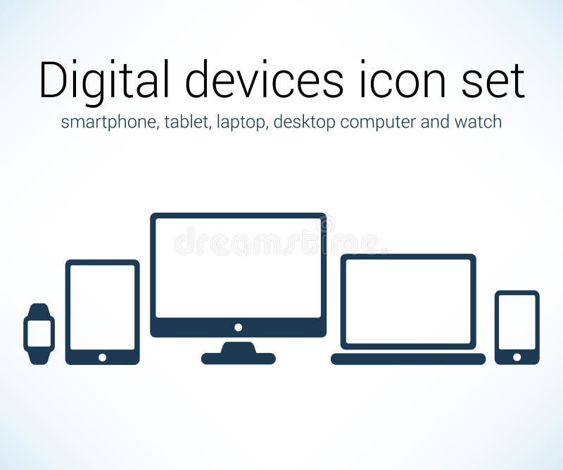 Conjunto de ícones de dispositivos digitais ilustração do vetor