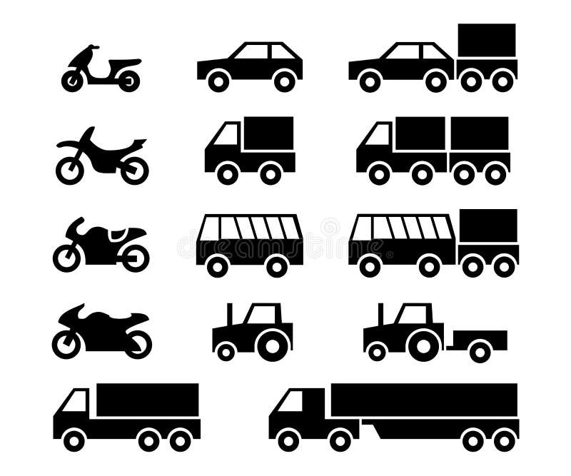 Grupo do ícone dos veículos motorizados ilustração royalty free Grupo do ícone dos veículos motorizados ilustração royalty free