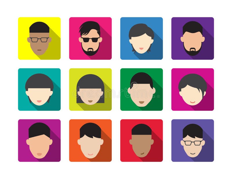Grupo do ícone do homem e da mulher do avatar da cara do vetor ilustração royalty free Grupo do ícone do homem e da mulher do avatar da cara do vetor ilustração royalty free