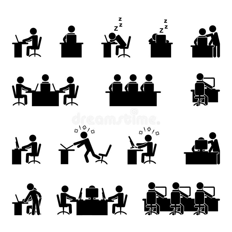 Grupo do ?cone do trabalho do computador e de escrit?rio Vetor ilustração stock Grupo do ?cone do trabalho do computador e de escrit?rio Vetor ilustração stock