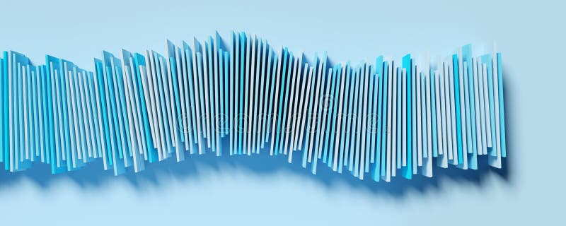 Grupo en forma de onda de cubos o cajas rotados azul cian y blanco sobre fondo azul con sombra abstracta moderna mínima libre illustration