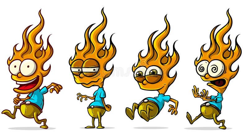 Mascote de personagem de chama de fogo engraçado com desenho isolado de  gesto com raiva em design de estilo simples