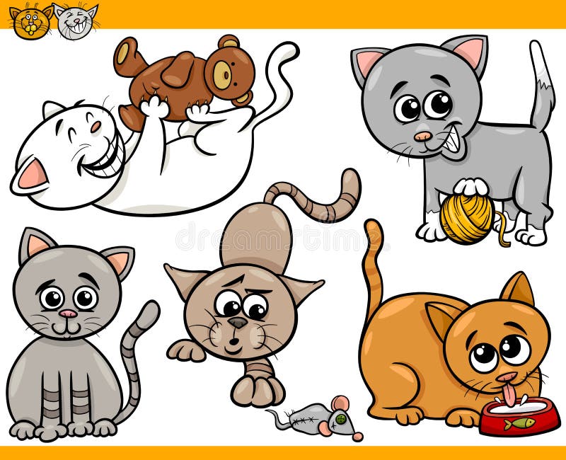 Jogo Do Gato Da Vaquinha Dos Desenhos Animados. Gatos Engraçados Ilustração  do Vetor - Ilustração de objeto, macio: 24034582