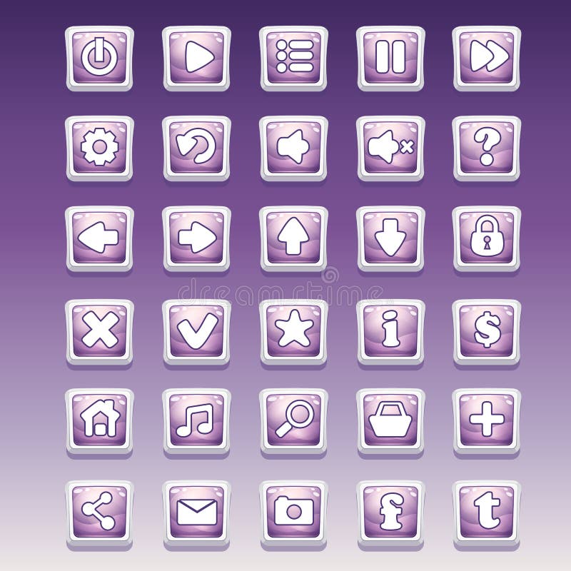 Grupo grande de botões quadrados com imagem glamoroso diferente para a interface de utilizador e o design web ilustração royalty free Grupo grande de botões quadrados com imagem glamoroso diferente para a interface de utilizador e o design web ilustração royalty free