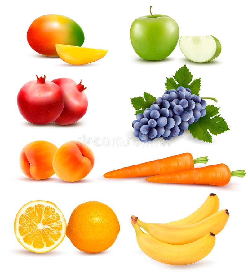 Grupo grande de diversa fruta y verdura ilustración del vector Grupo grande de diversa fruta y verdura ilustración del vector