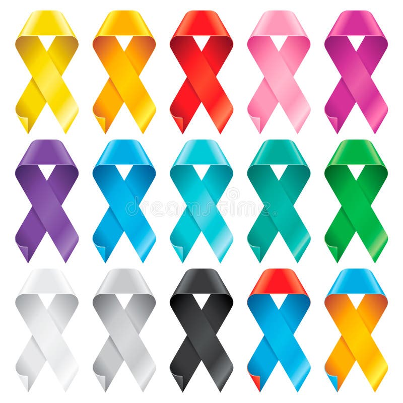 Grupo grande de fitas da conscientização Símbolos coloridos do apoio ou da solidariedade para muitos grupos de pressão ilustração royalty free Grupo grande de fitas da conscientização Símbolos coloridos do apoio ou da solidariedade para muitos grupos de pressão ilustração royalty free