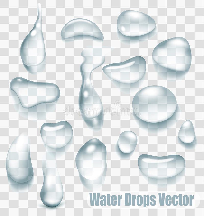 Grupo grande de gotas transparentes da água ilustração stock Grupo grande de gotas transparentes da água ilustração stock