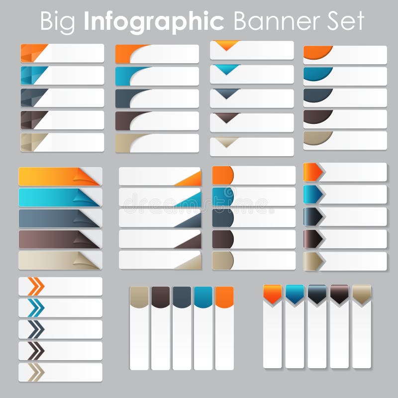 Grupo grande de moldes da bandeira de Infographic para o seu ilustração do vetor Grupo grande de moldes da bandeira de Infographic para o seu ilustração do vetor