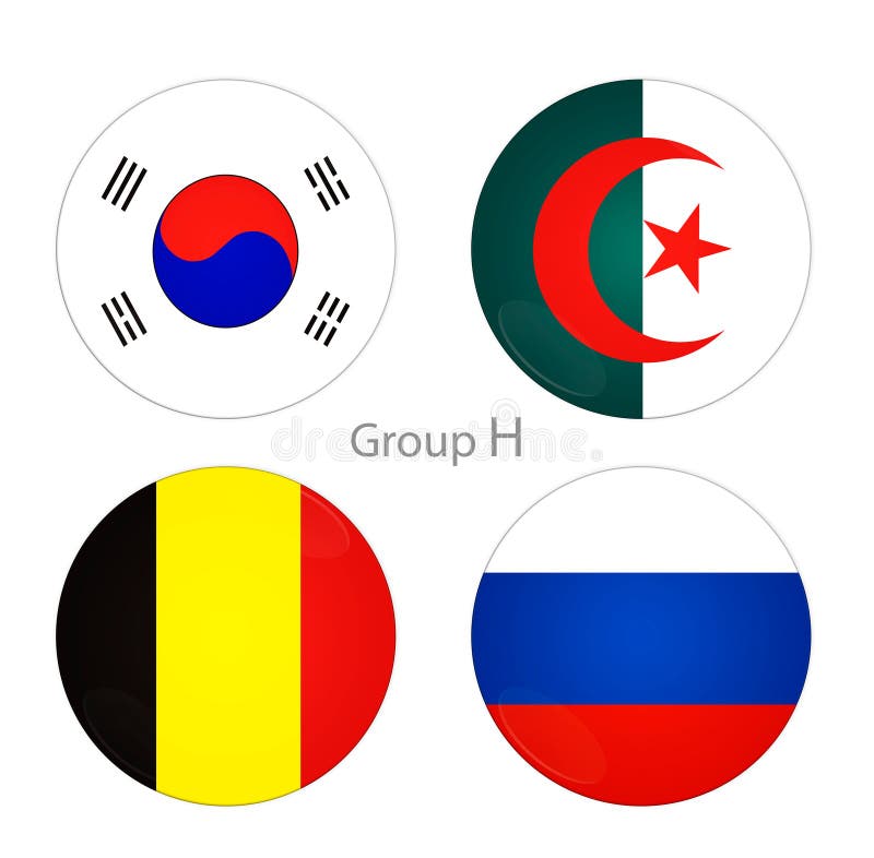 Grupo H - Corea del Sur, Argelia, Bélgica, Rusia stock de ilustración Grupo H - Corea del Sur, Argelia, Bélgica, Rusia stock de ilustración