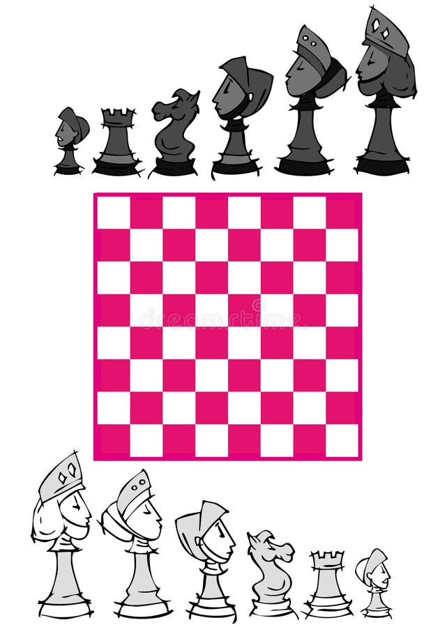 Grupo: Jogo De Xadrez, Desenhos Animados Ilustração Stock - Ilustração de  preto, rainhas: 51715825
