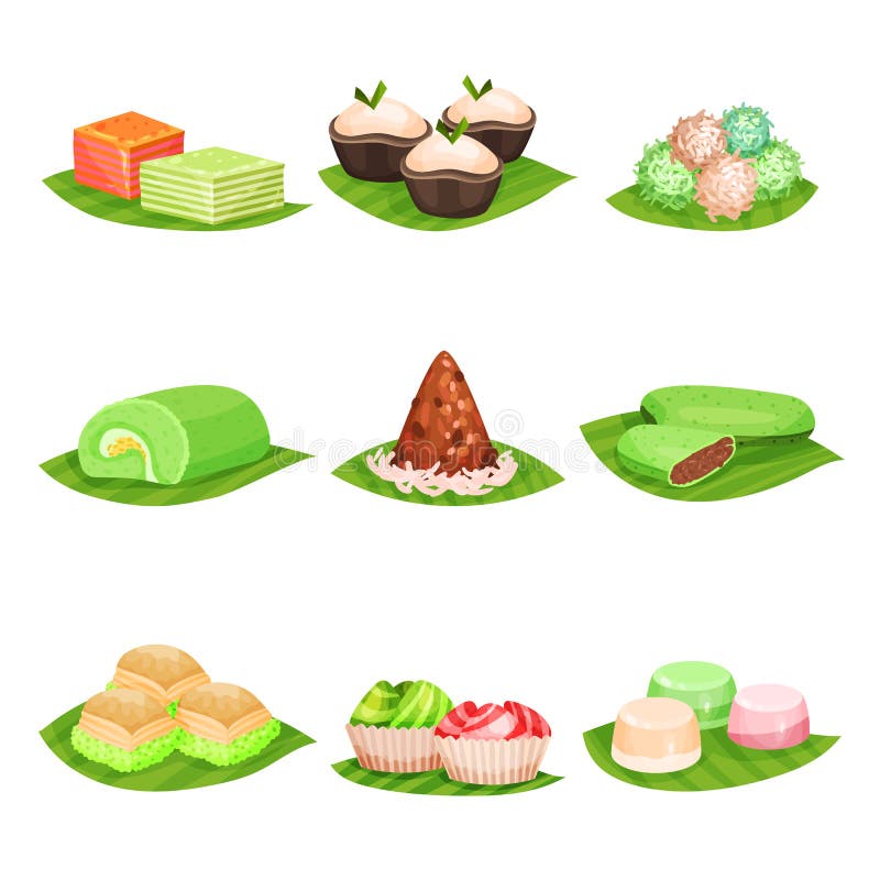 Ícones do jogo, bolos, doces e sobremesas isolados no fundo