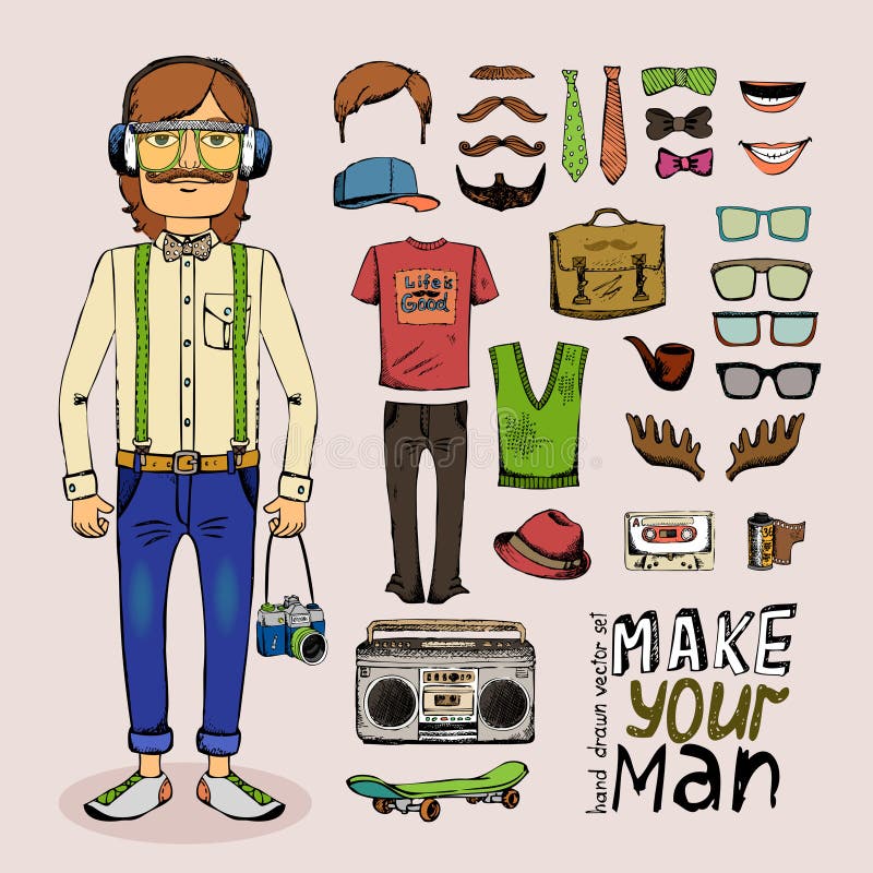 Grupo masculino do moderno do esboço ilustração royalty free Grupo masculino do moderno do esboço ilustração royalty free